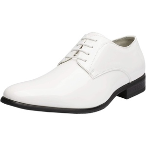 Bruno Marc Men’s Faux Patent Leather Tuxedo Dress Oxford | Soft Lining, Cushioned Insole, Non-slip Outfit, Ideal for Weddings, Formal Events, Pair with any Formal Wear(White)