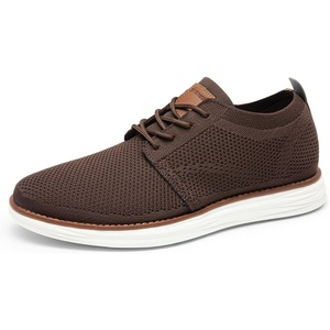 Bruno Marc Men’s KnitFlex Breeze Casual Dress Sneakers | Breathable Lightweight Mesh Lace-Up Derby Walking Shoes for Work & Weekend(Brown)