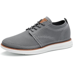 Bruno Marc Men’s KnitFlex Breeze Casual Dress Sneakers | Breathable Lightweight Mesh Lace-Up Derby Walking Shoes for Work & Weekend(Dark Grey)