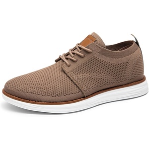 Bruno Marc Men’s KnitFlex Breeze Casual Dress Sneakers | Breathable Lightweight Mesh Lace-Up Derby Walking Shoes for Work & Weekend(Light/Brown)