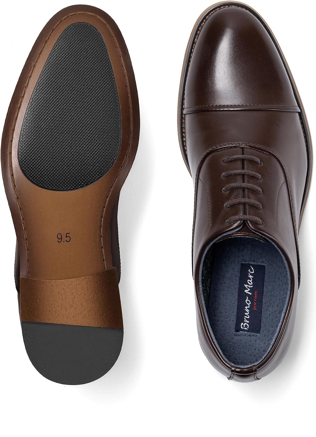 image:imageBruno Marc Mens CapToe Formal Dress Shoes Brogue Dress Padded Comfort NonSlip Stable Sole RegularWide Fit Ideal for Offices Weddings Parties amp Daily WearDark Brown