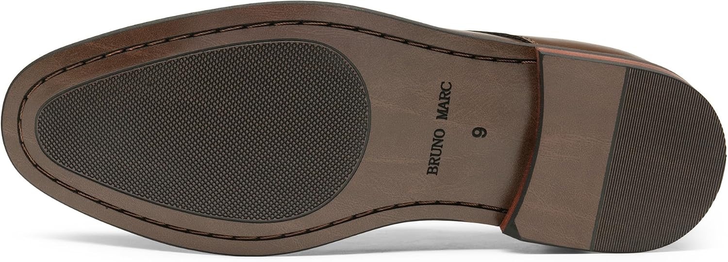 image:imageBruno Marc Mens Classic Modern Oxford Dress Shoes Smooth Synthetic Leather UpperAdjustable LaceUp Closure NonSlip Flexible Rubber Outsole for Office amp Formal OccasionsDark Brown