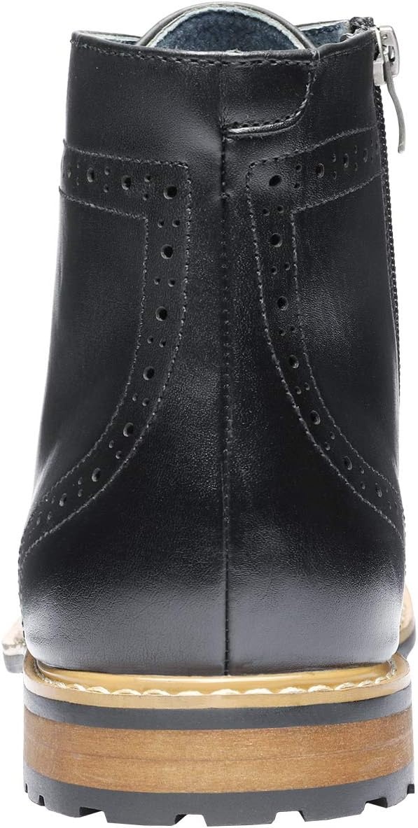 image:imageBruno Marc Mens Dress Derby Boots LaceUp amp Side Zipper ClosureLatex Padded Insole Flexible Rubber Outsole for Business Casual OccasionsBlack