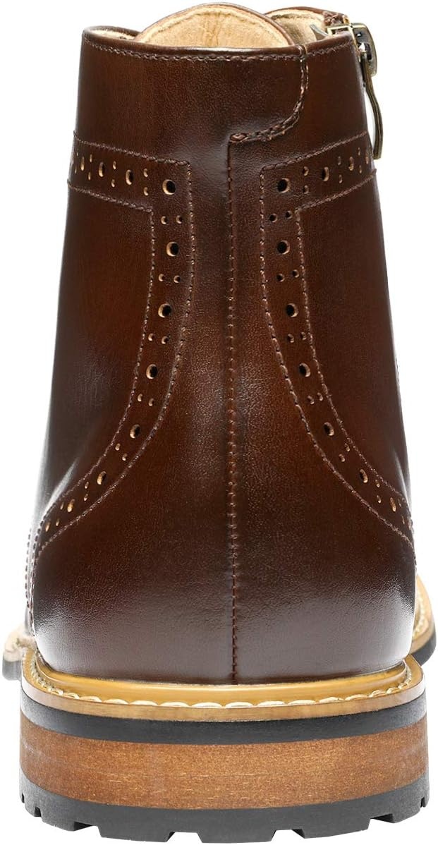image:imageBruno Marc Mens Dress Derby Boots LaceUp amp Side Zipper ClosureLatex Padded Insole Flexible Rubber Outsole for Business Casual OccasionsDark Brown