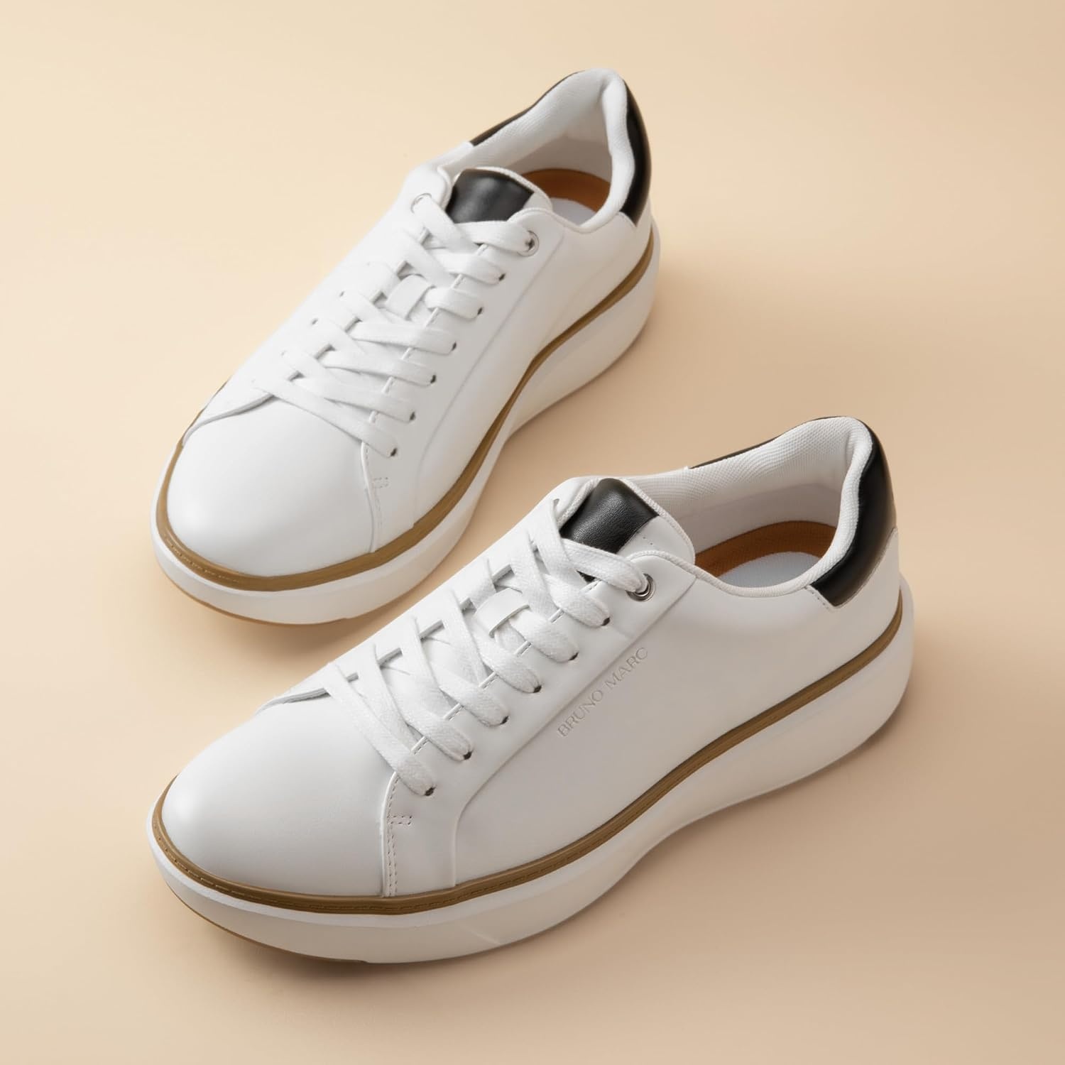 image:imageBruno Marc Mens Dress Fashion Sneakers Shoes Allday Comfort Lightweight Minimalist Thick Sole Platform Walking Shoes for Business Casual amp Everyday WearWhite