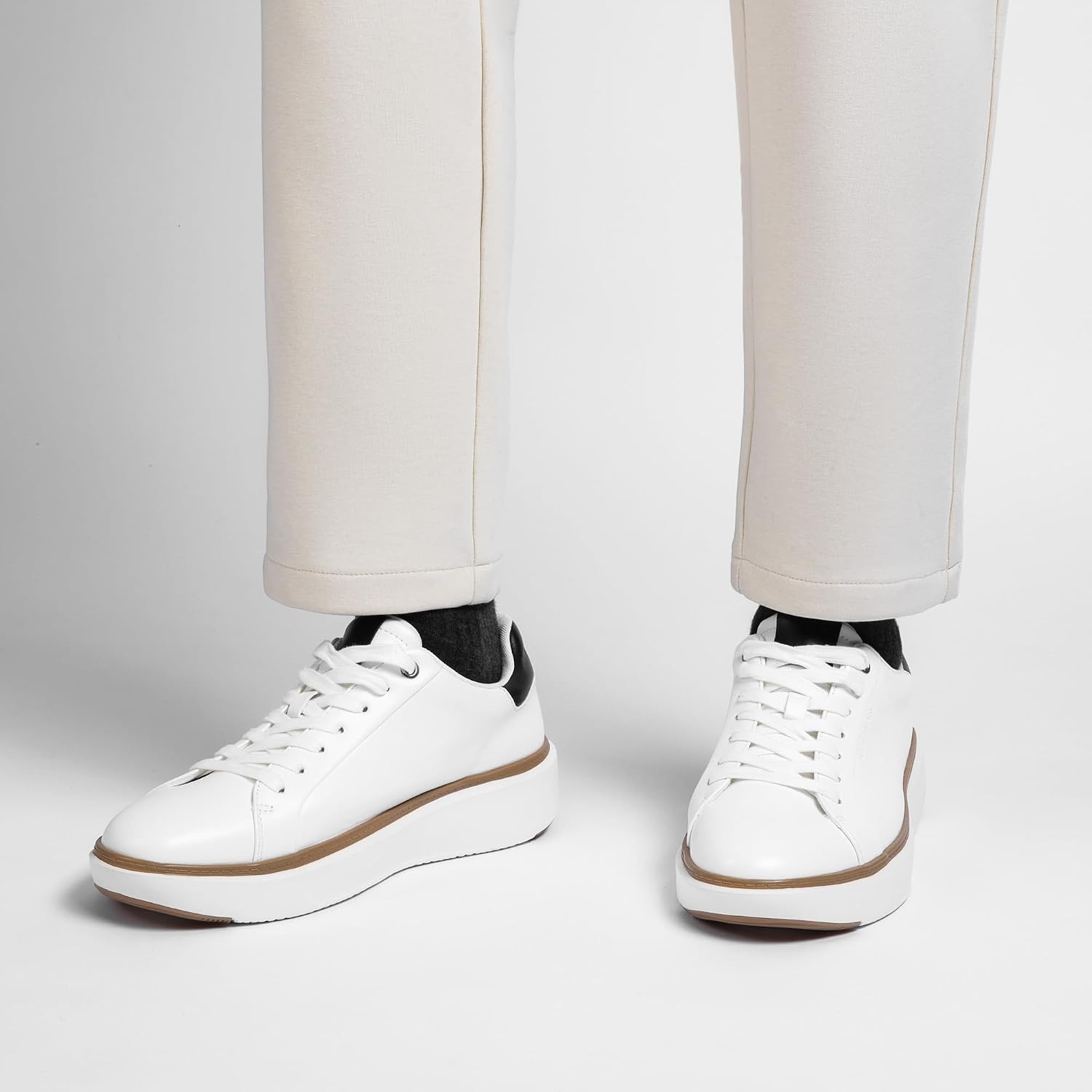 image:imageBruno Marc Mens Dress Fashion Sneakers Shoes Allday Comfort Lightweight Minimalist Thick Sole Platform Walking Shoes for Business Casual amp Everyday WearWhite