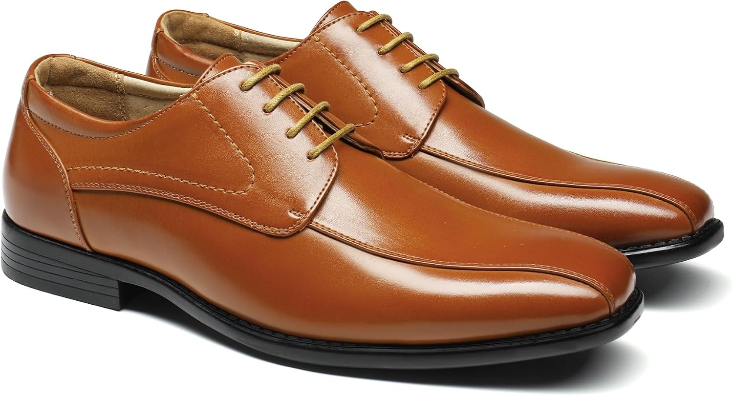 image:imageBruno Marc Mens Dress Formal Classic Laceup Oxfords Breathable Leather Lining Cushioned Insole Antislip Outsole Ideal for Wedding Business Work amp Formal OccasionsBrown