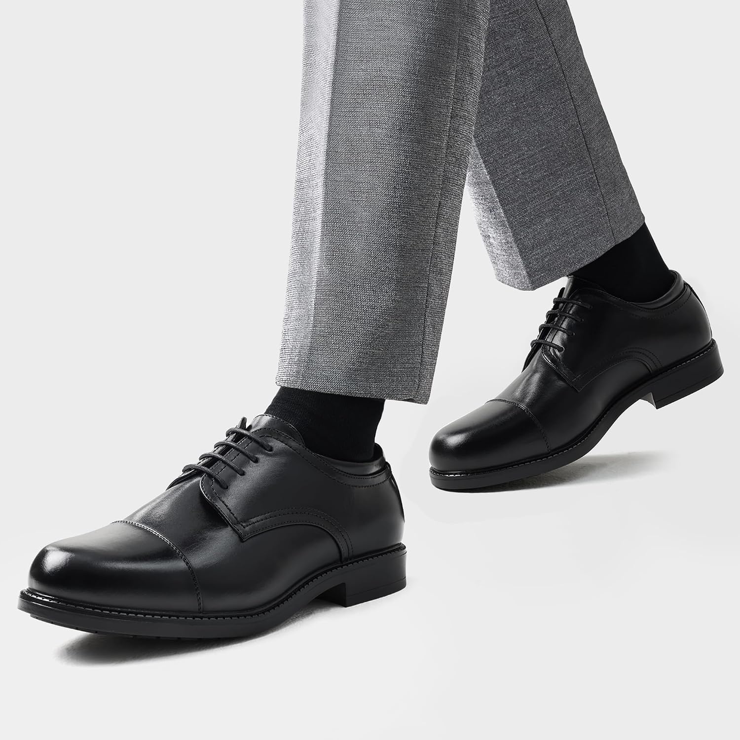 image:imageBruno Marc Mens Dress Oxford Classic Cap Toe Shoes Classic Cap Toe Oxfords LaceUp for Weddings Office Daily Commutes Nights Out AllDay ComfortBlack