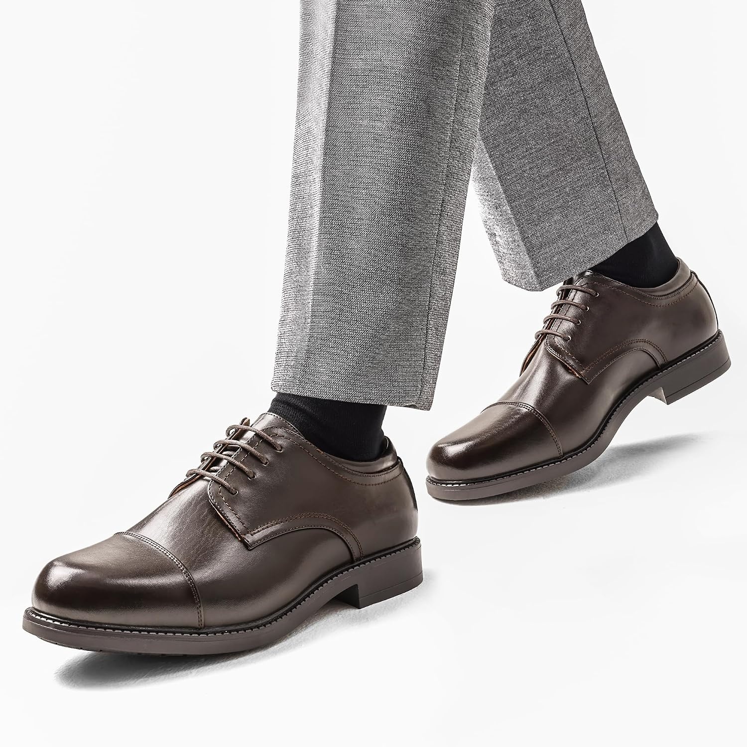 image:imageBruno Marc Mens Dress Oxford Classic Cap Toe Shoes Classic Cap Toe Oxfords LaceUp for Weddings Office Daily Commutes Nights Out AllDay ComfortDark Brown