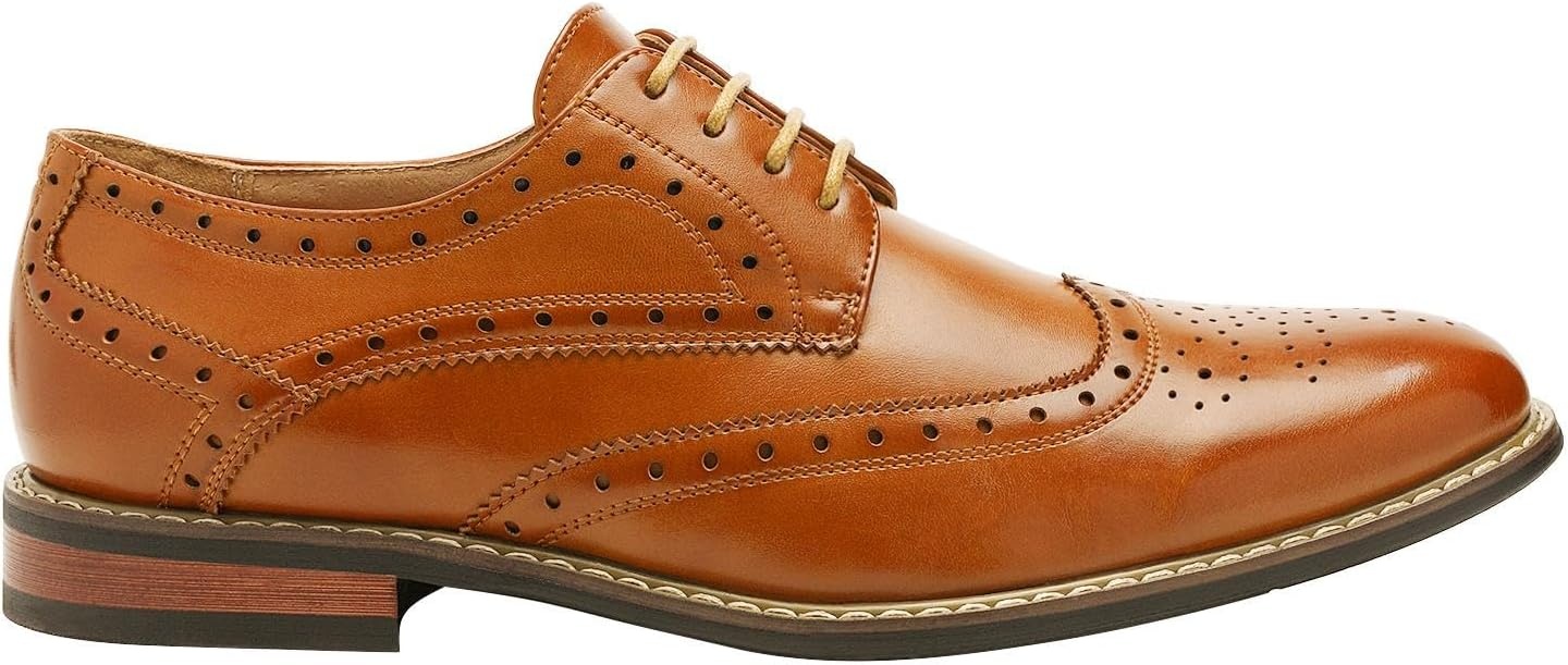 image:imageBruno Marc Mens Dress Shoes Smooth PU UpperBreathable LiningSweatWicking Latex Insole for Office amp Daily OccasionsWingtip Brown