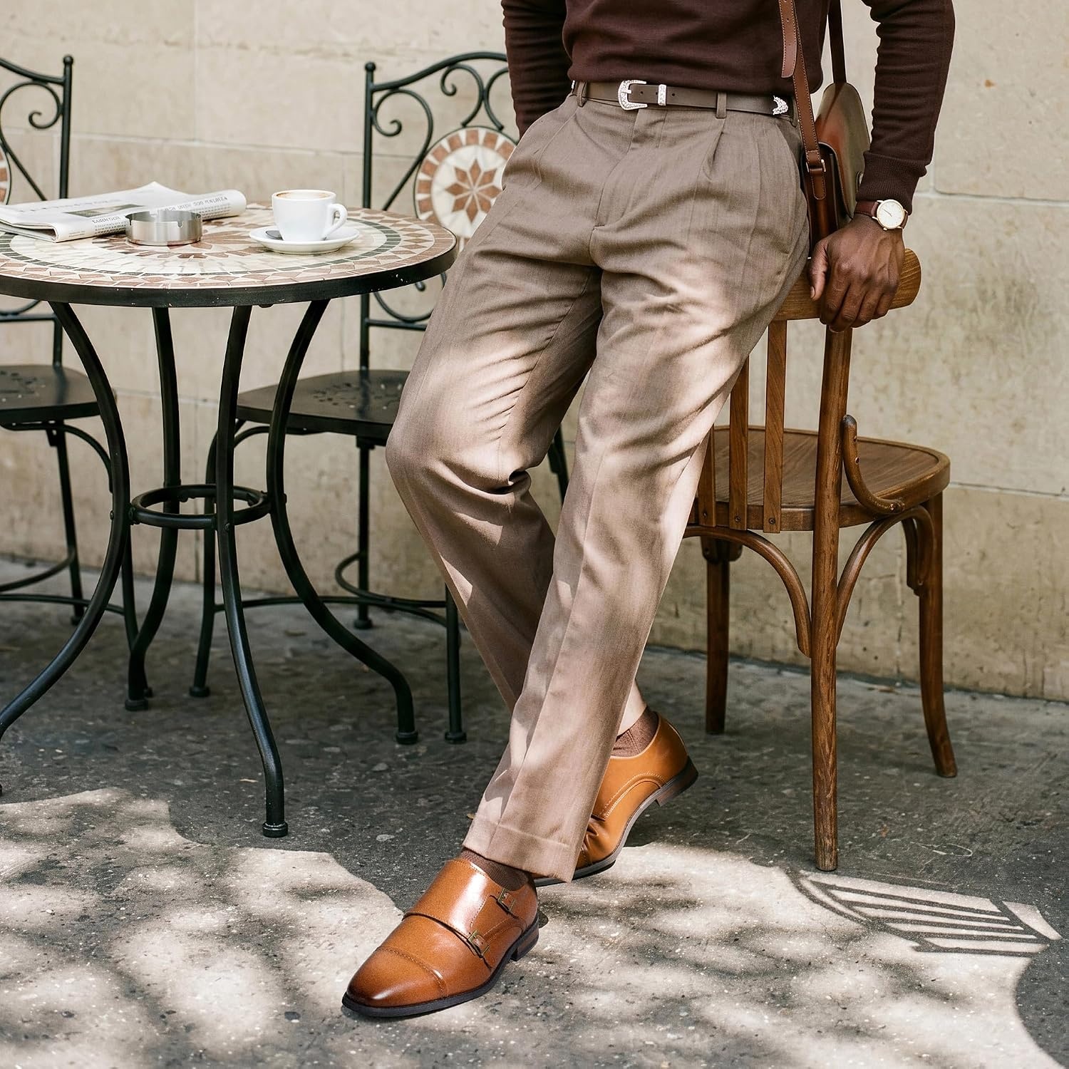 image:imageBruno Marc Mens Dress Shoes Monk Strap Slip on Loafers Cap Toe Double Stacked Heel Wedding Prom Graduation Office ChurchCamel
