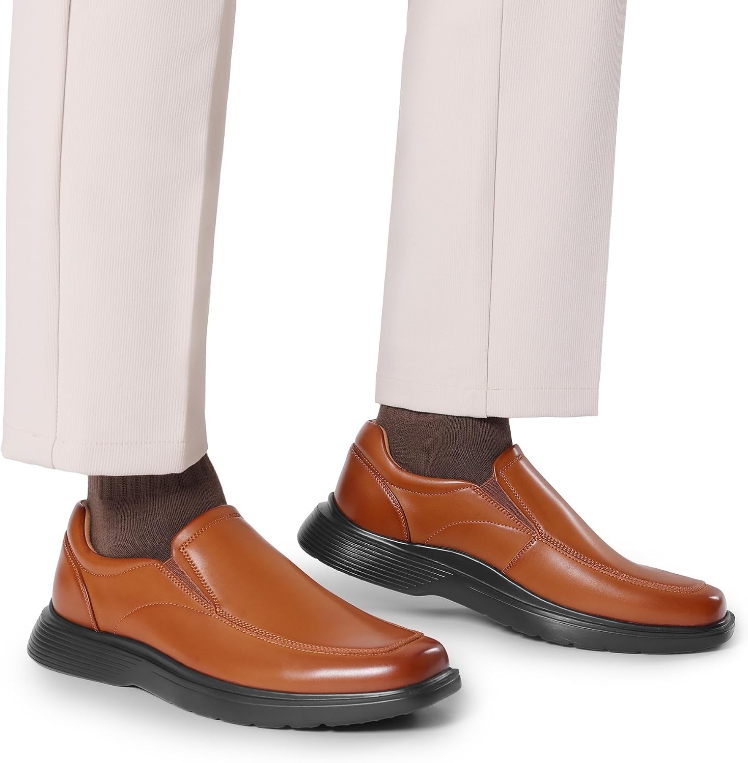 image:imageBruno Marc Mens Dress Shoes Slip on Formal Loafers Ultra Lightweight Comfortable Shockabsorbing Classic Business Wedding Church Office Prom DailyBrown