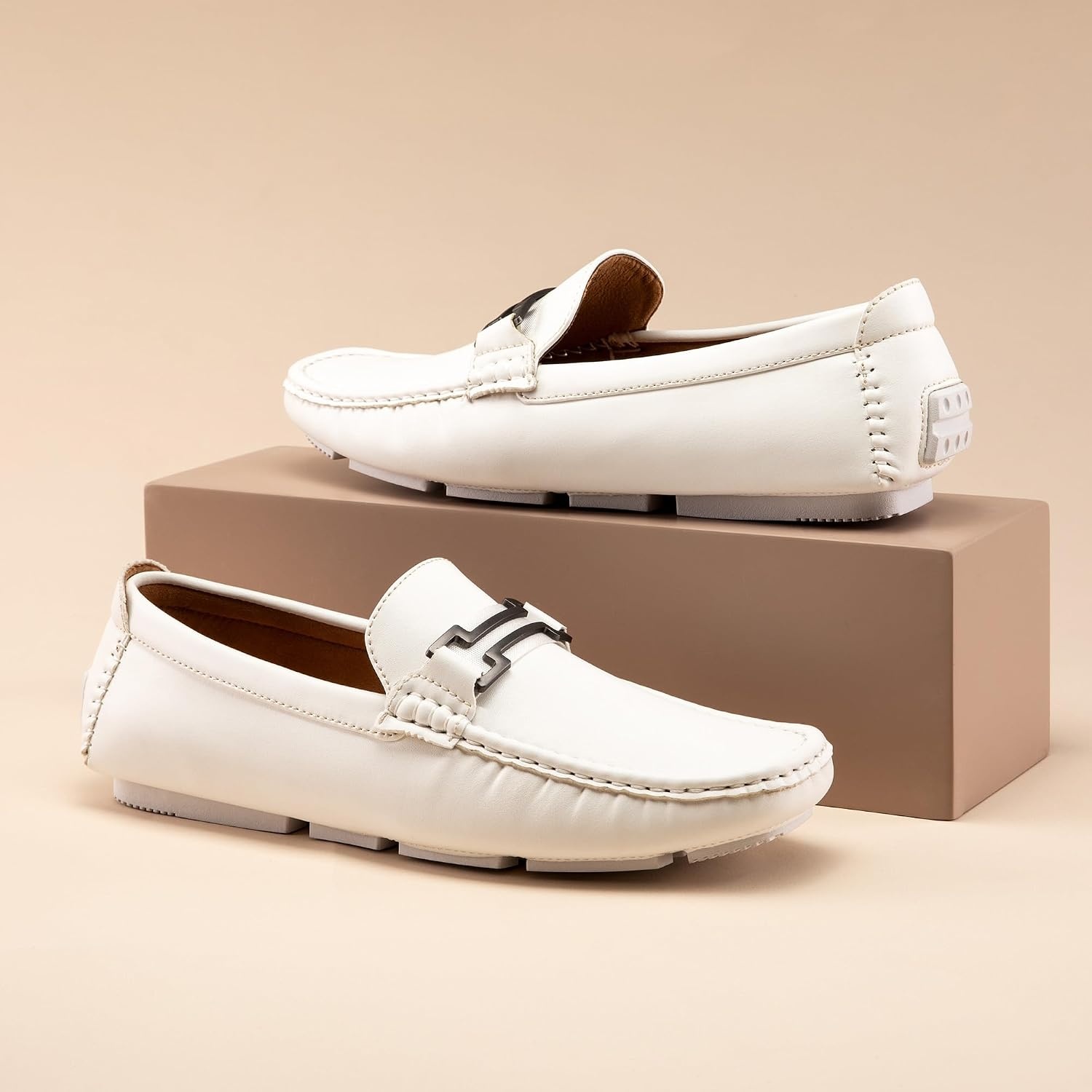 image:imageBruno Marc Mens Driving Loafers Casual Slipon Shoes Lightweight Moccasins Daily Business Wedding Office TravelWhite
