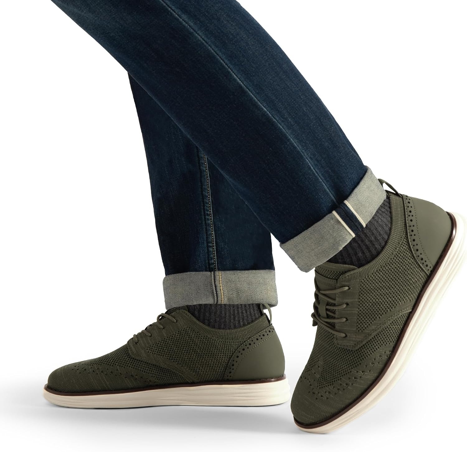 image:imageBruno Marc Mens KnitFlex Craft Mesh Oxfords Sneakers Breathable Woven Knit Upper WearResistant Rubber Sole Thick EVA Insole Chunky Sole for Office amp Casual Daily Wear6green