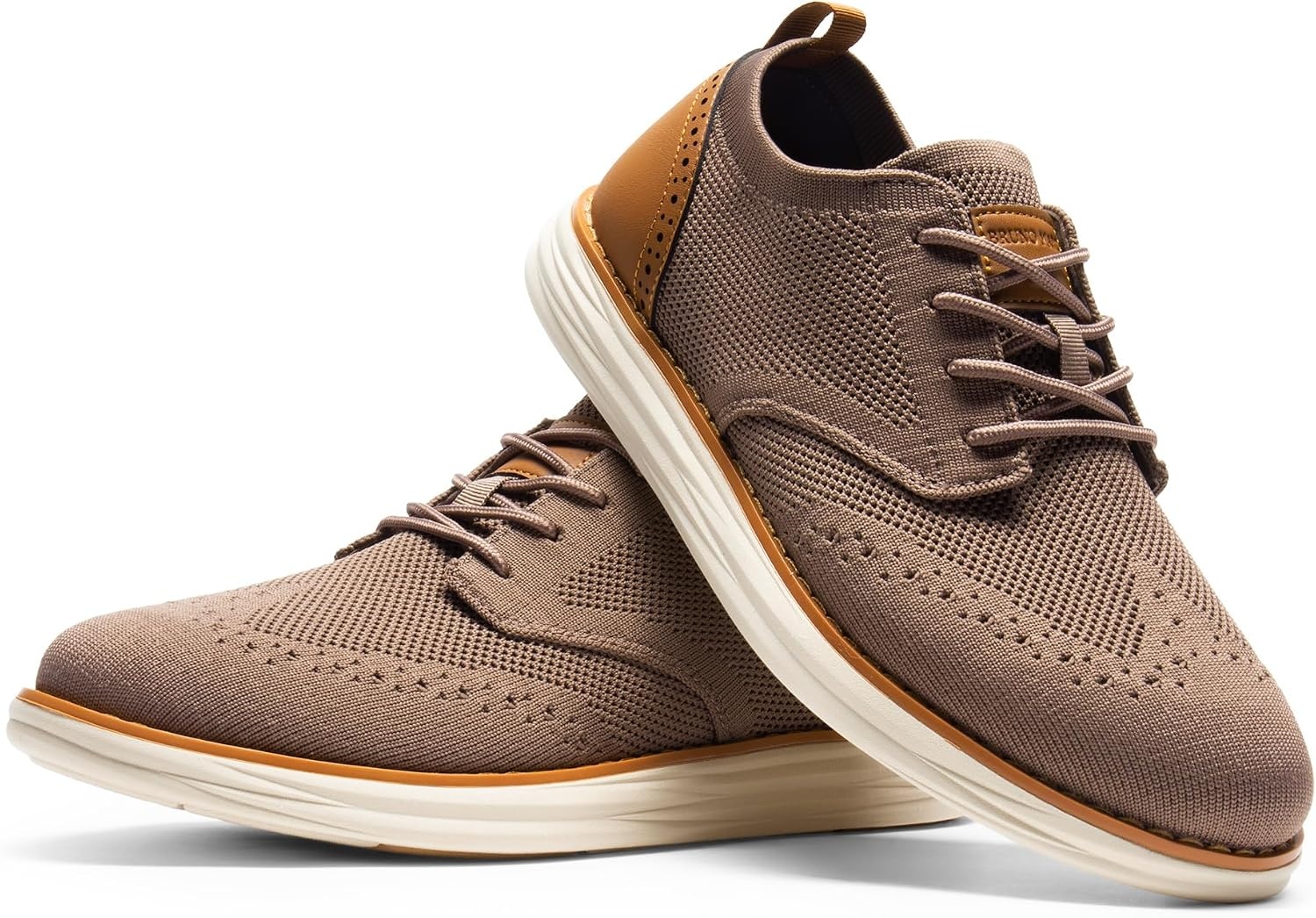image:imageBruno Marc Mens KnitFlex Craft Mesh Oxfords Sneakers Breathable Woven Knit Upper WearResistant Rubber Sole Thick EVA Insole Chunky Sole for Office amp Casual Daily Wear6light Brown