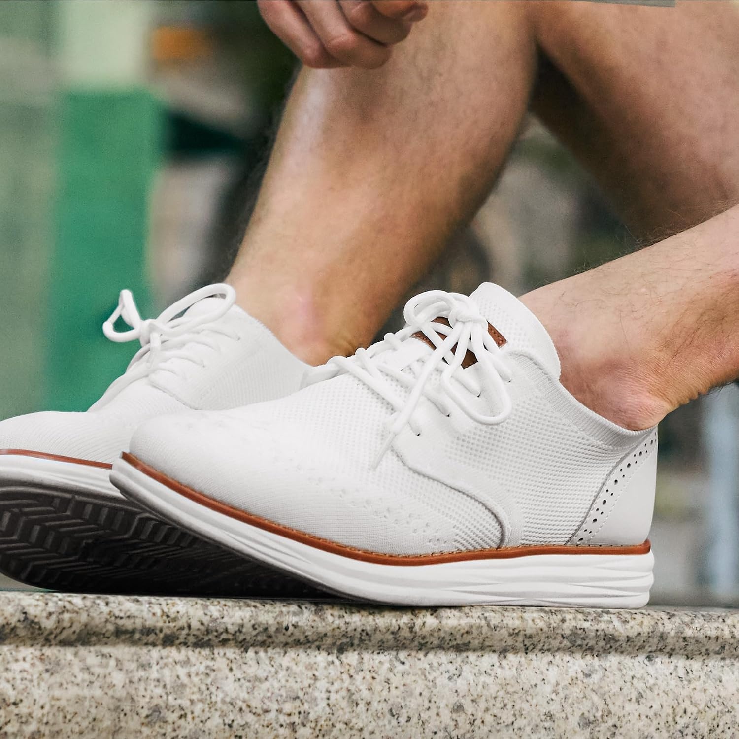 image:imageBruno Marc Mens KnitFlex Craft Mesh Oxfords Sneakers Breathable Woven Knit Upper WearResistant Rubber Sole Thick EVA Insole Chunky Sole for Office amp Casual Daily Wear6white