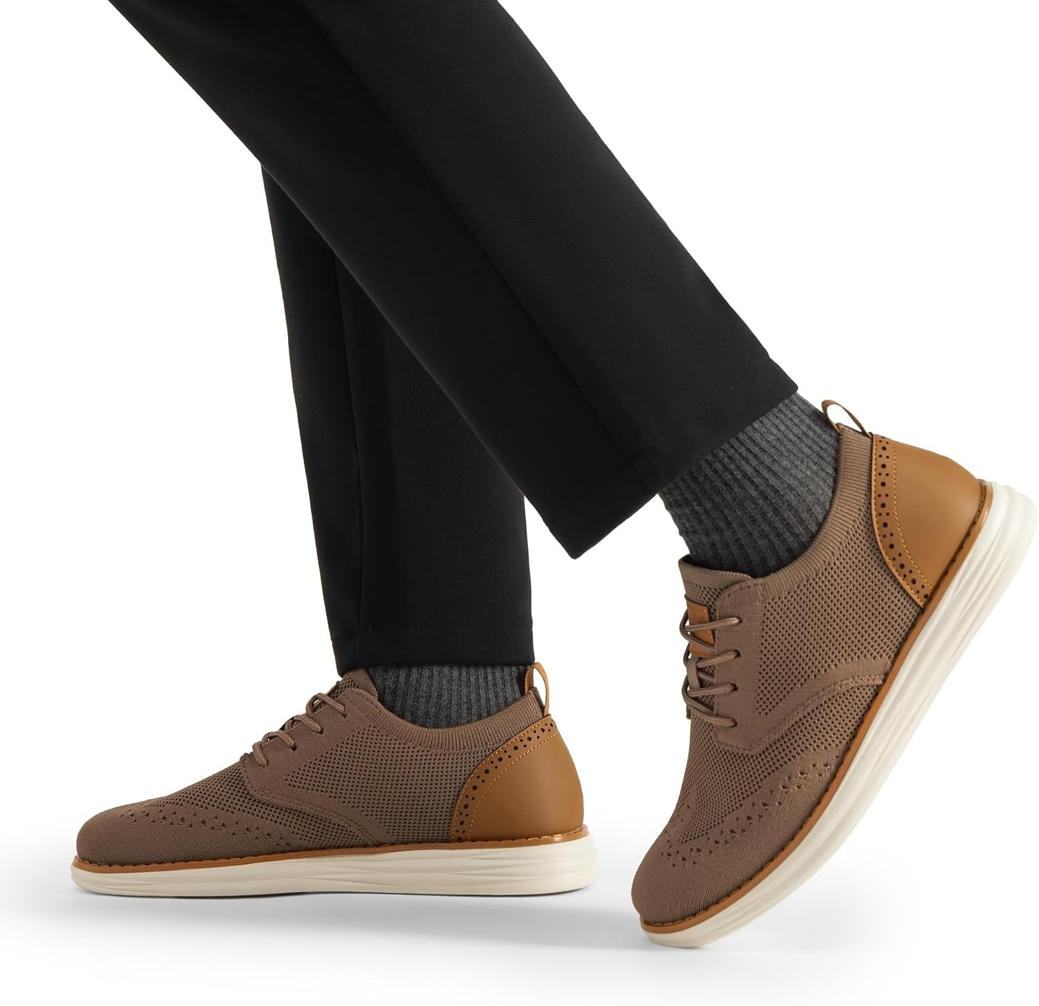 image:imageBruno Marc Mens KnitFlex Craft Mesh Oxfords Sneakers Breathable Woven Knit Upper WearResistant Rubber Sole Thick EVA Insole Chunky Sole for Office amp Casual Daily Wear6light Brown