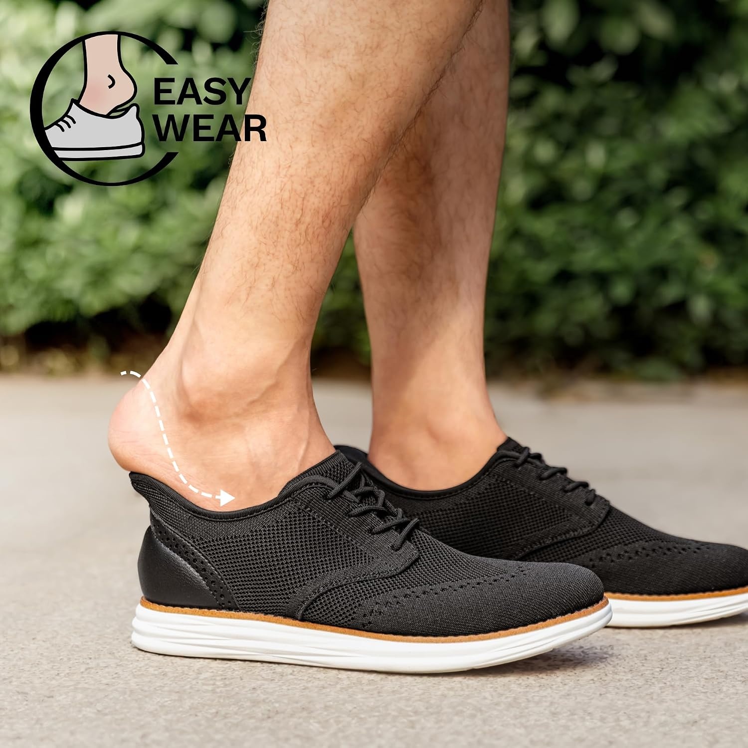 image:imageBruno Marc Mens KnitFlex Craft Mesh Oxfords Sneakers Breathable Woven Knit Upper WearResistant Rubber Sole Thick EVA Insole Chunky Sole for Office amp Casual Daily WearBlackhands Free