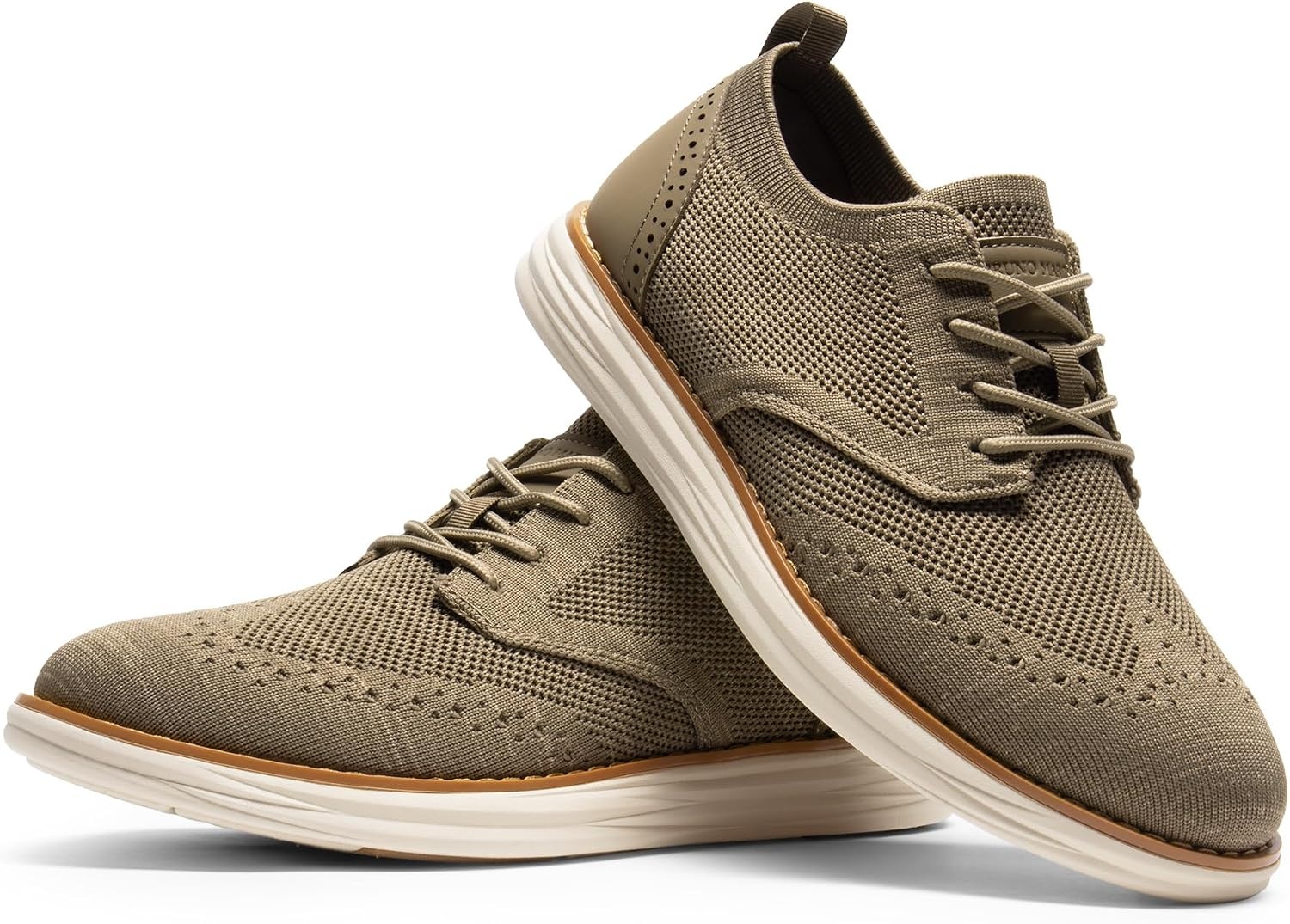 image:imageBruno Marc Mens KnitFlex Craft Mesh Oxfords Sneakers Breathable Woven Knit Upper WearResistant Rubber Sole Thick EVA Insole Chunky Sole for Office amp Casual Daily Wear6khaki