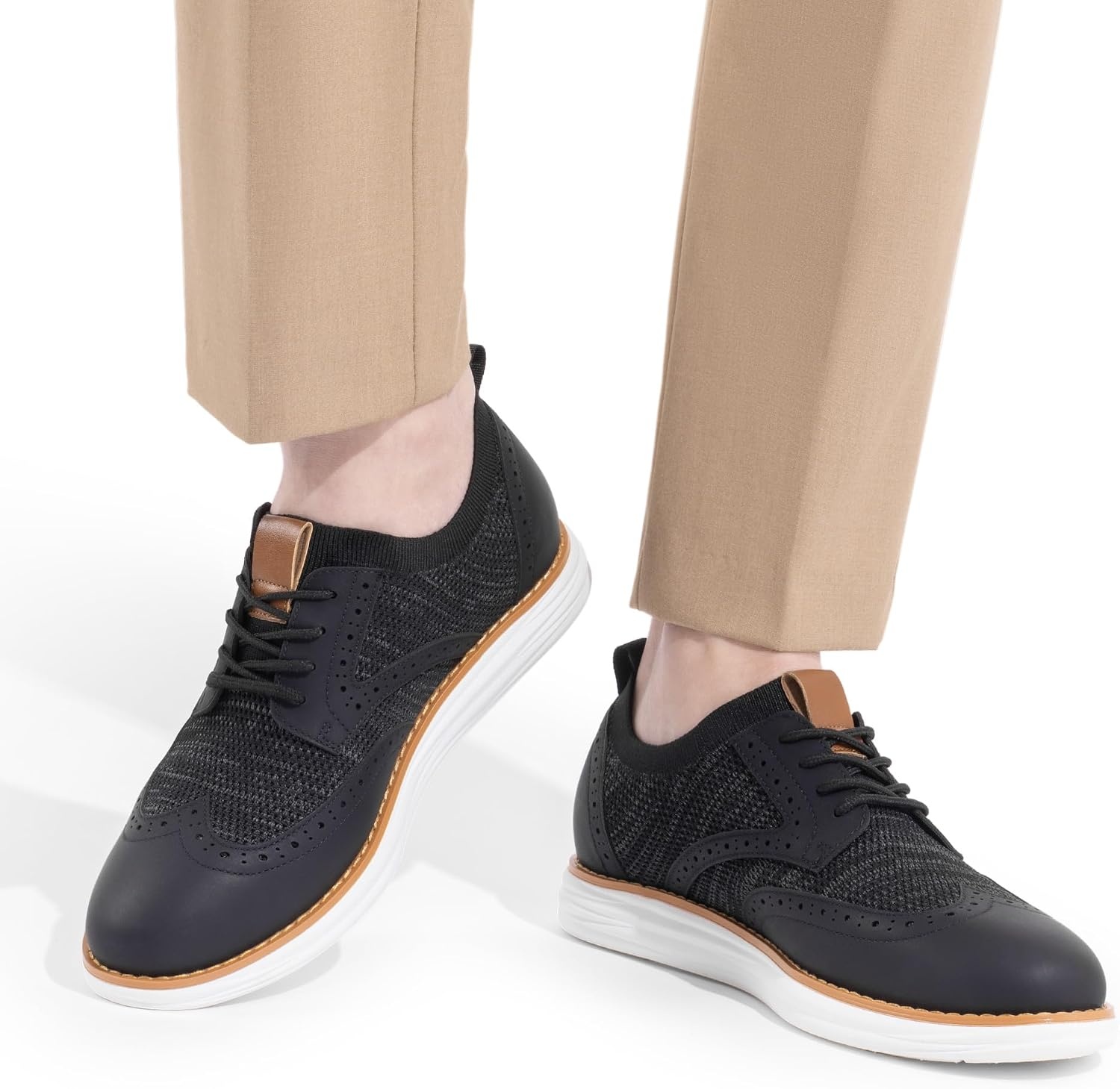 image:imageBruno Marc Mens KnitFlex Craft Mesh Oxfords Sneakers Breathable Woven Knit Upper WearResistant Rubber Sole Thick EVA Insole Chunky Sole for Office amp Casual Daily Wear8black