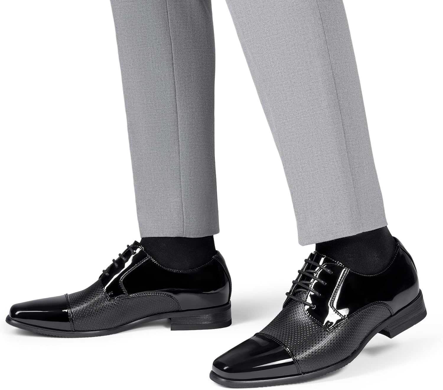 image:imageBruno Marc Mens Patent Tuxedo Dress Formal Oxfords Classic Laceup Formal Oxfords Patent Vegan Leather Shoes Ultimate Comfort Lightweight and FlexibleBlackpat