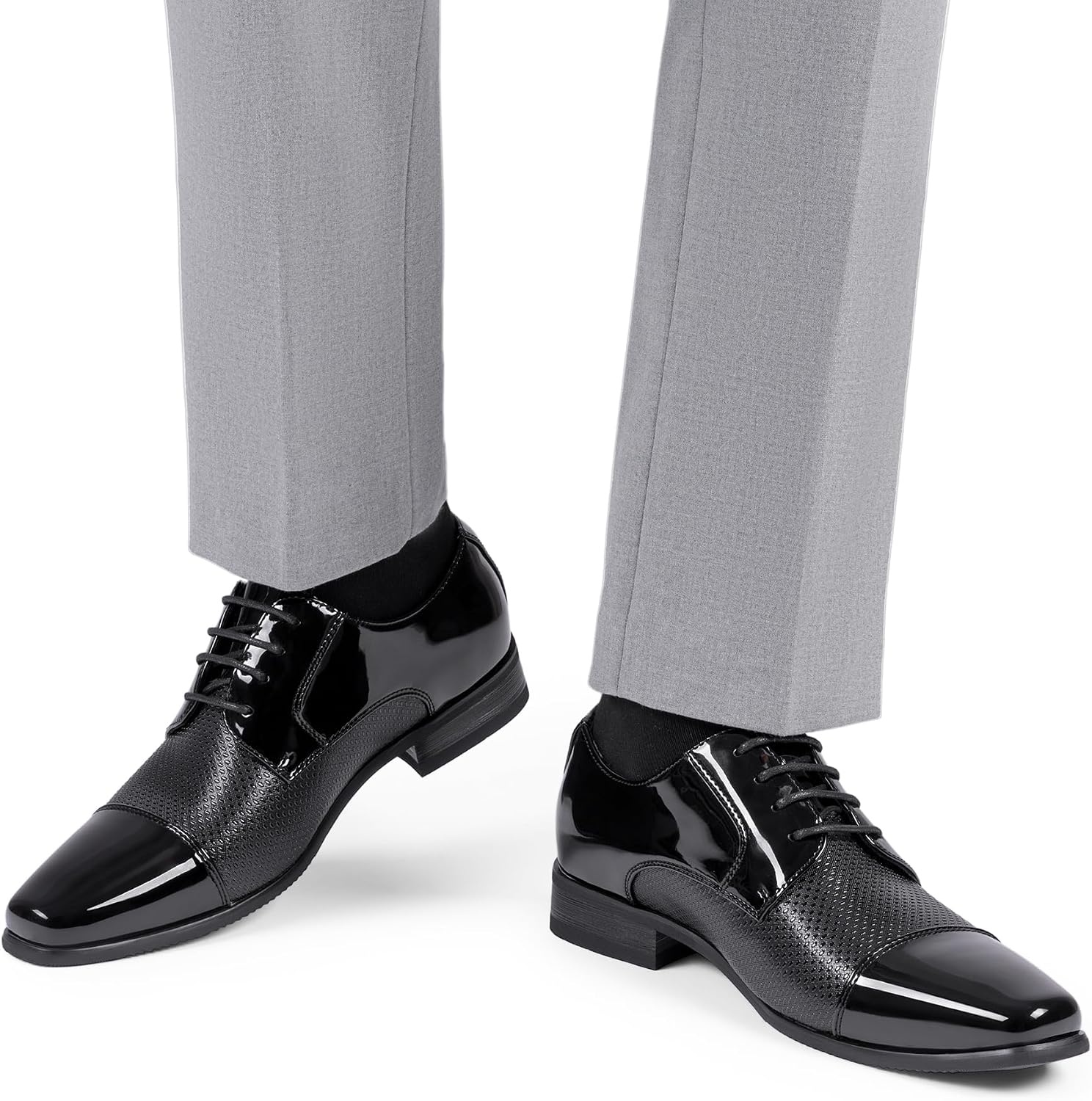 image:imageBruno Marc Mens Patent Tuxedo Dress Formal Oxfords Classic Laceup Formal Oxfords Patent Vegan Leather Shoes Ultimate Comfort Lightweight and FlexibleBlackpat