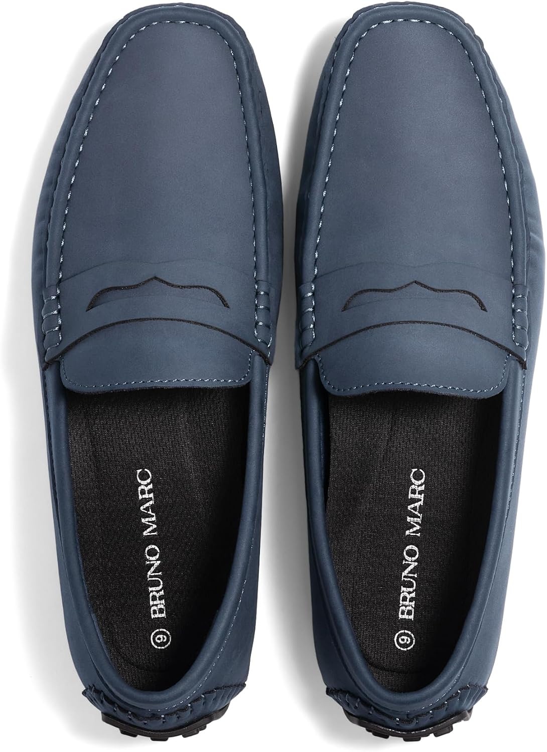 image:imageBruno Marc Mens Slipon Penny Loafers Driving Shoes Suede Upper Moccasin Toe Foam Insole Lightweight Commutes Home Office Casual Daily Errands TravelDark Blue