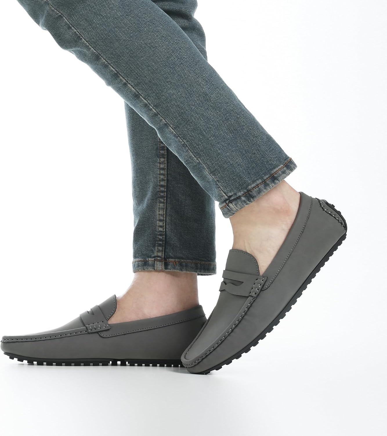 image:imageBruno Marc Mens Slipon Penny Loafers Driving Shoes Suede Upper Moccasin Toe Foam Insole Lightweight Commutes Home Office Casual Daily Errands TravelDark Grey