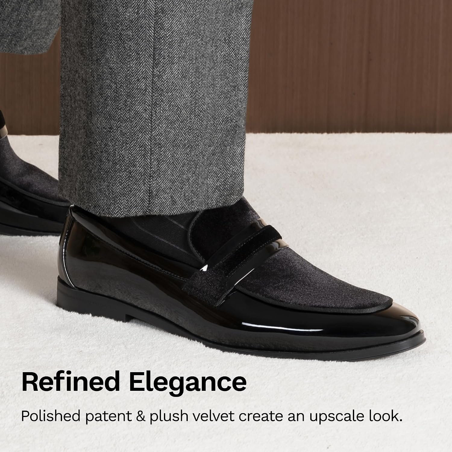 image:imageBruno Marc Mens Tuxedo Loafers Slipon Dress Shoes Shiny Patent Velvet Wedding Party Prom Banquet Graduation Suit Formal OfficeBlack