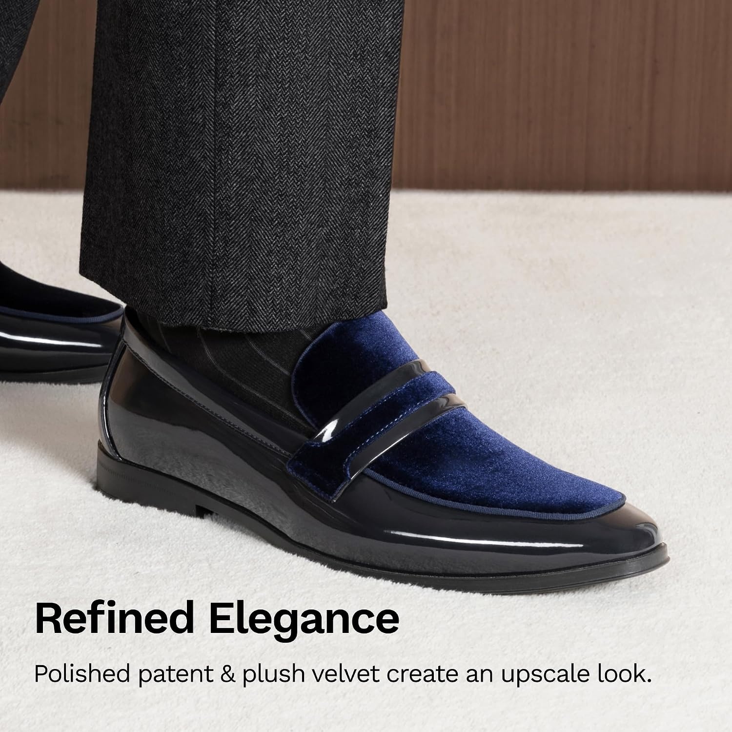 image:imageBruno Marc Mens Tuxedo Loafers Slipon Dress Shoes Shiny Patent Velvet Wedding Party Prom Banquet Graduation Suit Formal OfficeBlue