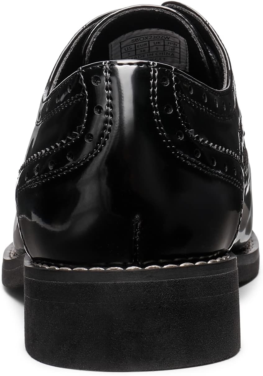 image:imageBruno Marc Womens Formal Wingtip Brogue Oxfords Business Formal Wingtip Brogue Oxfords PU Upper 5mm Latex Insole EVA Sole for Work Meetings Commutes Daily WearBright Black