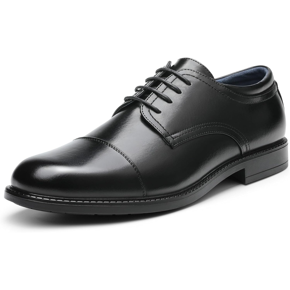 image:imageBruno Marc Mens Dress Oxford Classic Cap Toe Shoes Classic Cap Toe Oxfords LaceUp for Weddings Office Daily Commutes Nights Out AllDay ComfortBlack