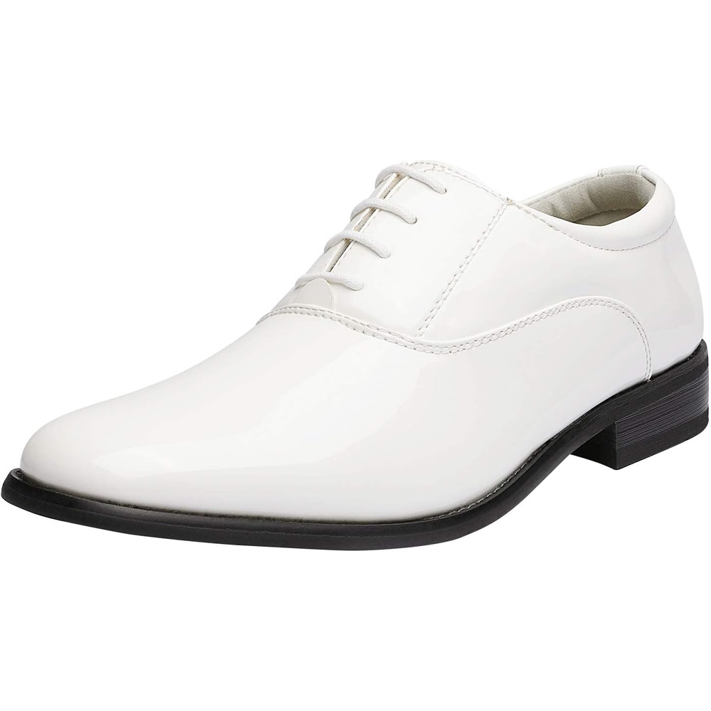image:imageBruno Marc Mens Faux Patent Leather Tuxedo Dress Shoes Comfortable Breathable Lining Cushioned Insole Nonslip Outsole Ideal for Weddings Formal Events amp Tuxedo MatchesWhite