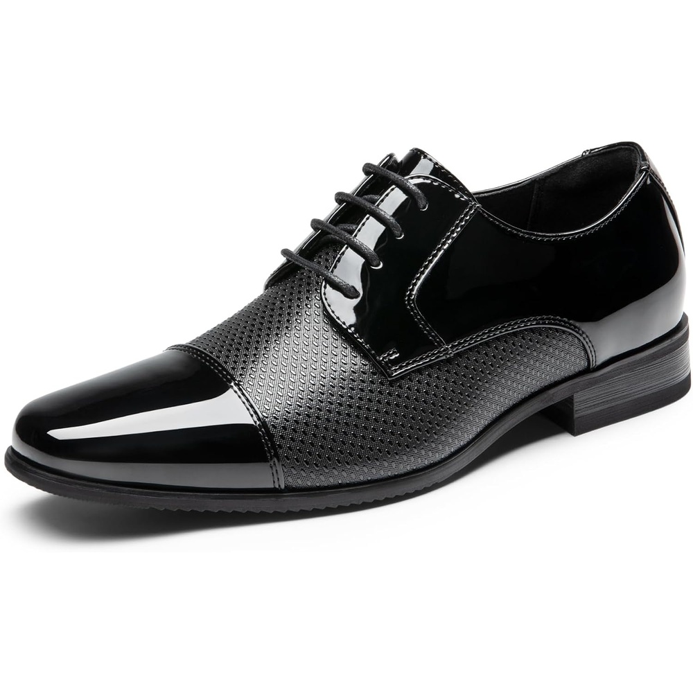 image:imageBruno Marc Mens Patent Tuxedo Dress Formal Oxfords Classic Laceup Formal Oxfords Patent Vegan Leather Shoes Ultimate Comfort Lightweight and FlexibleBlackpat