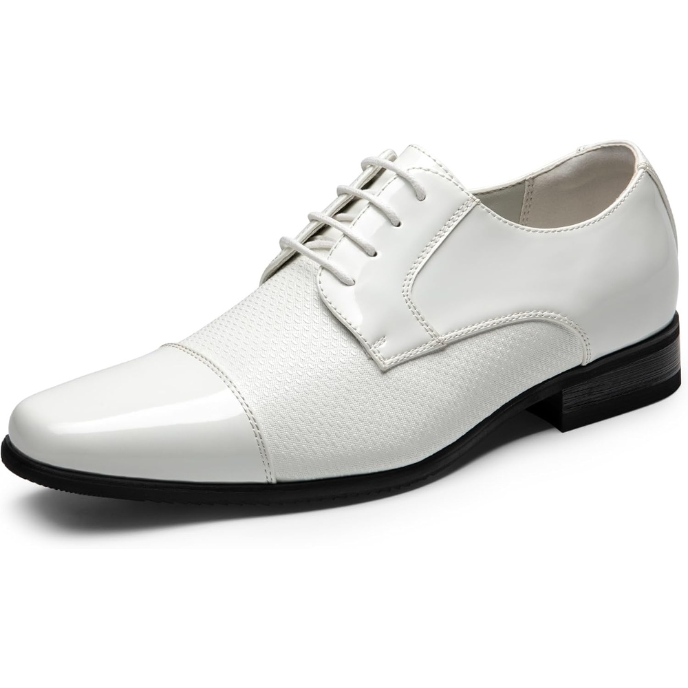 image:imageBruno Marc Mens Patent Tuxedo Dress Formal Oxfords Classic Laceup Formal Oxfords Patent Vegan Leather Shoes Ultimate Comfort Lightweight and FlexibleWhitepat