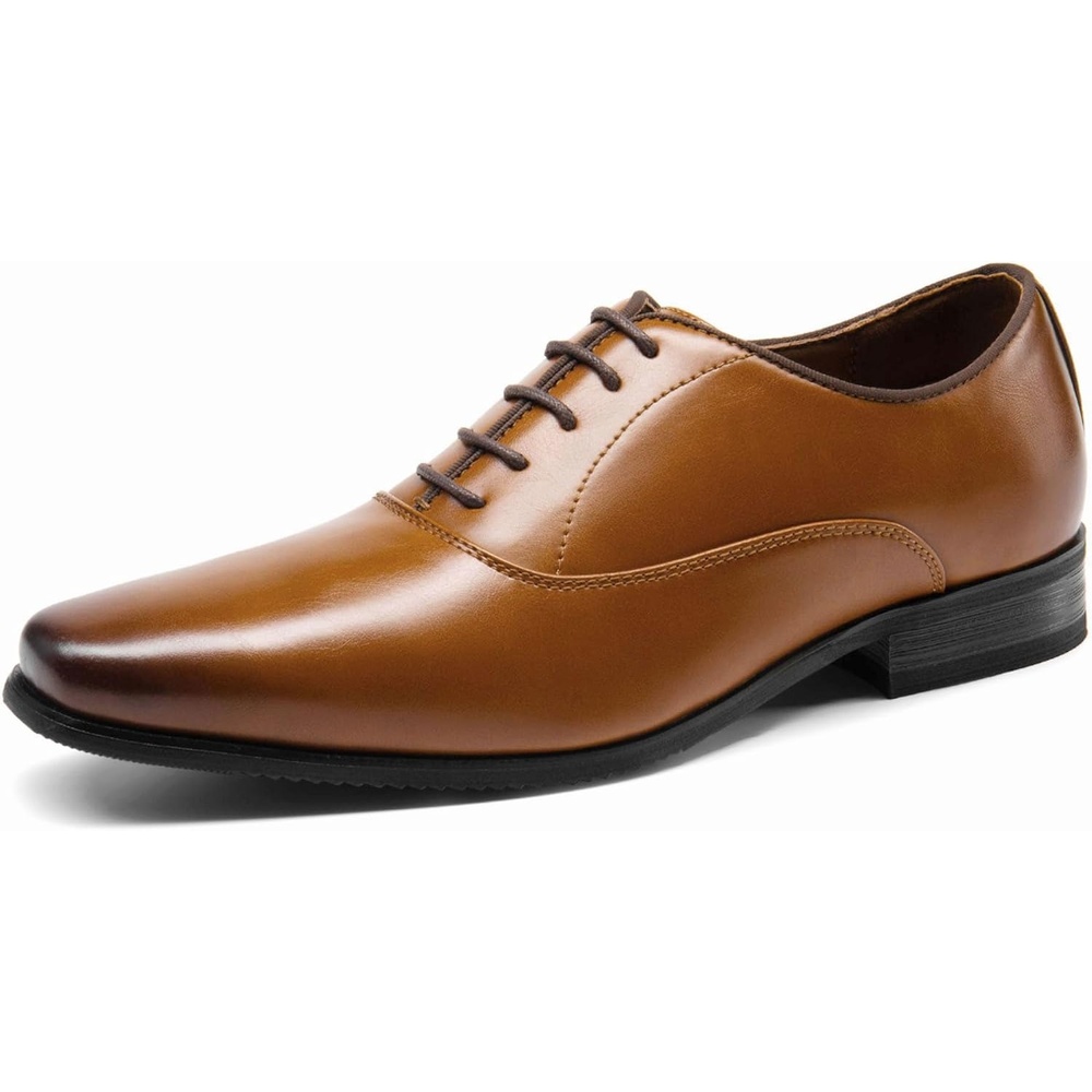 image:imageBruno Marc Mens PlainToe Lace Up Dress Oxfords  Mens Oxfords Wesley Lace Up Soft PlainToe Classic Dress Shoes Ideal for Office Weddings Gifting AllDay ComfortBrown
