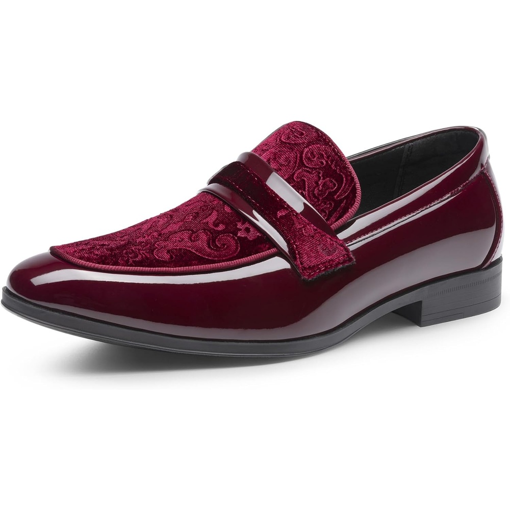 image:imageBruno Marc Mens Tuxedo Loafers Slipon Dress Shoes Shiny Patent Velvet Wedding Party Prom Banquet Graduation Suit Formal OfficeBurgundy