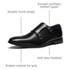 Bruno Marc Men’s Dress Shoes Monk Strap Slip on Loafers | Cap Toe Double Stacked Heel Wedding Prom Graduation Office Church(2/Black)