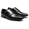 Bruno Marc Men’s Dress Shoes Monk Strap Slip on Loafers | Cap Toe Double Stacked Heel Wedding Prom Graduation Office Church(2/Black)