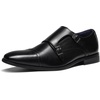 Bruno Marc Men’s Dress Shoes Monk Strap Slip on Loafers | Cap Toe Double Stacked Heel Wedding Prom Graduation Office Church(Black)