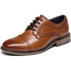 Bruno Marc Boy’s Classic Oxfords Dress Shoes | Classic Lace-up Round Toe Dress Shoes, Leather Lined with Cushioned Footbed, Non-slip Outfit for Daily & Formal Occasions(K1/Brown)