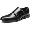 Bruno Marc Men’s Dress Shoes Monk Strap Slip on Loafers | Cap Toe Double Stacked Heel Wedding Prom Graduation Office Church(2/Black)