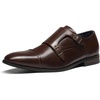 Bruno Marc Men’s Dress Shoes Monk Strap Slip on Loafers | Cap Toe Double Stacked Heel Wedding Prom Graduation Office Church(Brown)
