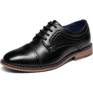 Bruno Marc Boy’s Classic Oxfords Dress Shoes | Classic Lace-up Round Toe Dress Shoes, Leather Lined with Cushioned Footbed, Non-slip Outfit for Daily & Formal Occasions(K1/Black)