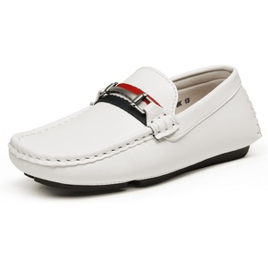 Bruno Marc Boy’s Loafers Slip-on Dress Shoes | Comfortable Classic Formal Casual Shoes Kids Flexible Metallic Horsebit Moccasins Wedding Graduation Church School Daily(White)