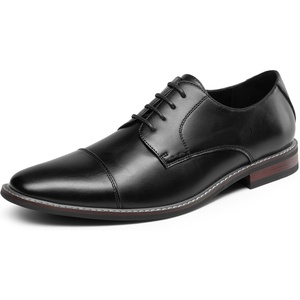 Bruno Marc Men’s Classic Modern Oxford Dress Shoes | Smooth Synthetic Leather Upper,Adjustable Lace-Up Closure, Non-Slip Flexible Rubber Outsole for Office & Formal Occasions(Black)