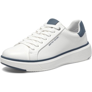 Bruno Marc Men’s Dress Fashion Sneakers Shoes | All-day Comfort Lightweight Minimalist Thick Sole Platform Walking Shoes for Business Casual & Everyday Wear(White/Blue)