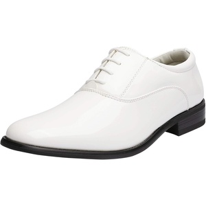 Bruno Marc Men’s Faux Patent Leather Tuxedo Dress Shoes | Comfortable Breathable Lining, Cushioned Insole, Non-slip Outsole, Ideal for Weddings, Formal Events & Tuxedo Matches(White)