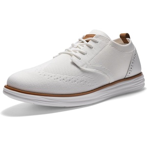 Bruno Marc Men’s KnitFlex Craft Mesh Oxfords Sneakers | Breathable Woven Knit Upper, Wear-Resistant Rubber Sole, Thick EVA Insole, Chunky Sole for Office & Casual Daily Wear(6-white)