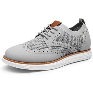 Bruno Marc Men’s KnitFlex Craft Mesh Oxfords Sneakers | Breathable Woven Knit Upper, Wear-Resistant Rubber Sole, Thick EVA Insole, Chunky Sole for Office & Casual Daily Wear(8-grey)